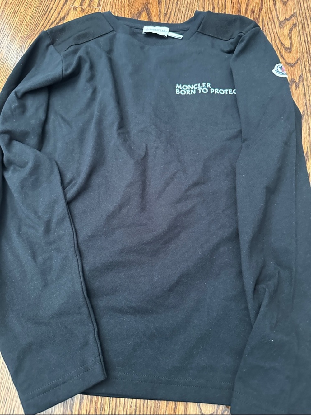 Moncler Black Long Sleeve Crewneck with Chest Logo